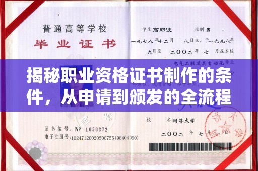 启东揭秘职业资格证书制作的条件，从申请到颁发的全流程解析