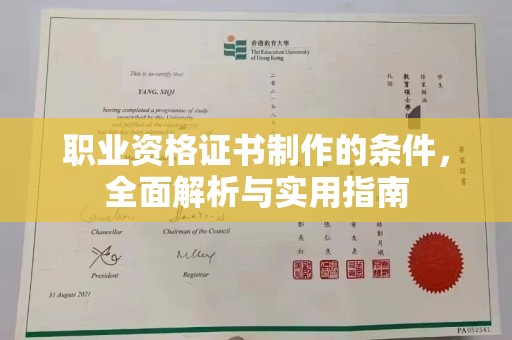 启东职业资格证书制作的条件，全面解析与实用指南